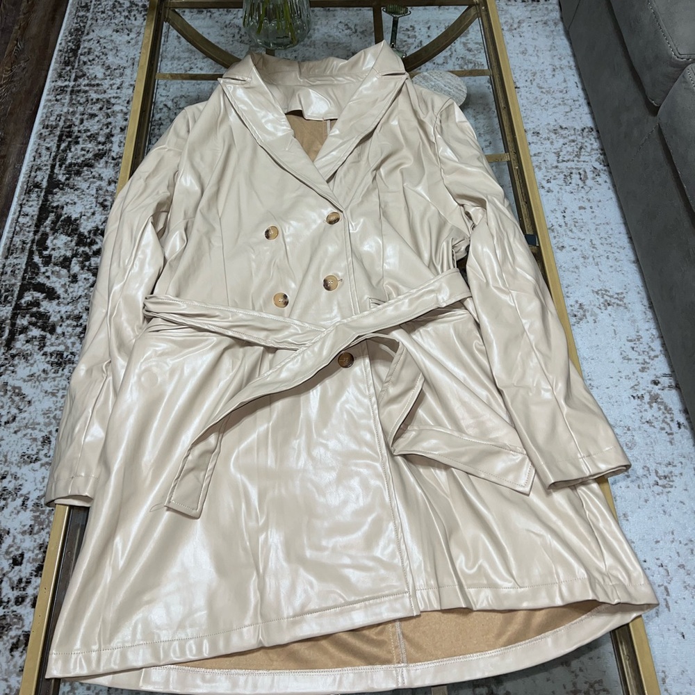 Faux Leather Women’s Coat
